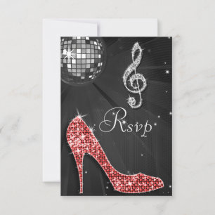 Schwarze Disco-Kugel-Sparkling-Heels RSVP Karte