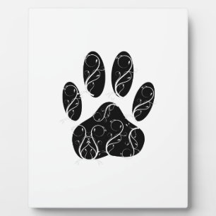 Schwarze Dog Pfosten mit weißen Schnörkeln Fotoplatte