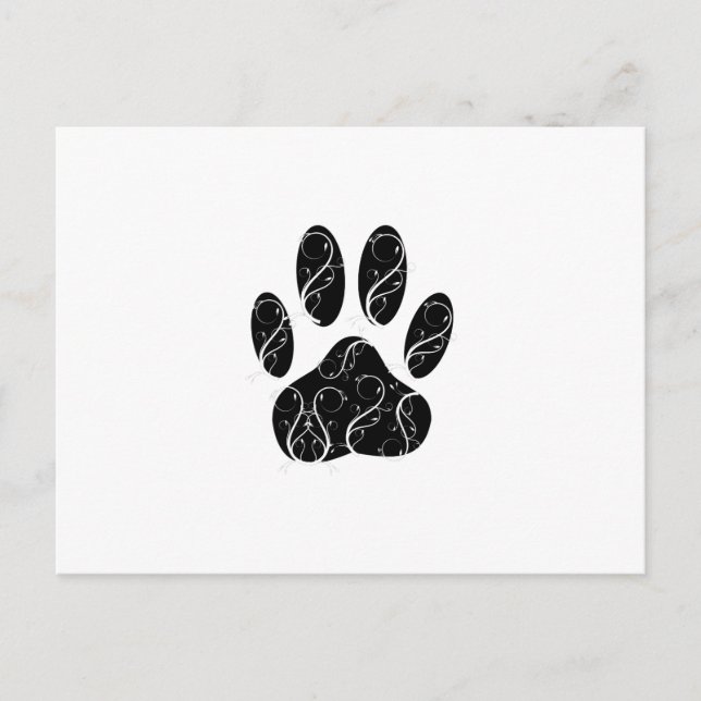 Schwarze Dog Pfosten mit weißen Schnörkeln Postkarte (Vorderseite)