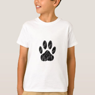 Schwarze Dog Pfosten mit weißen Schnörkeln T-Shirt