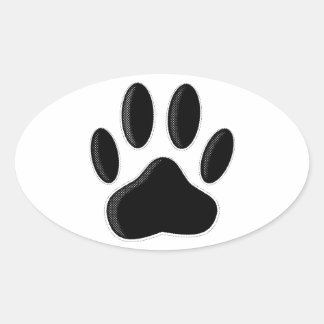 Schwarze Dog PW Druck mit Newsprint-Effekt Ovaler Aufkleber