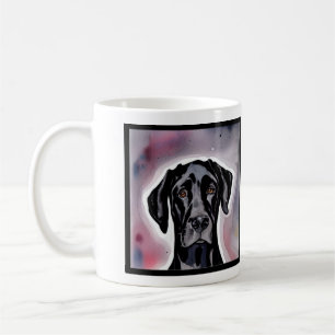 Schwarze Dogge Wasserfarben-Kunst Kaffeetasse
