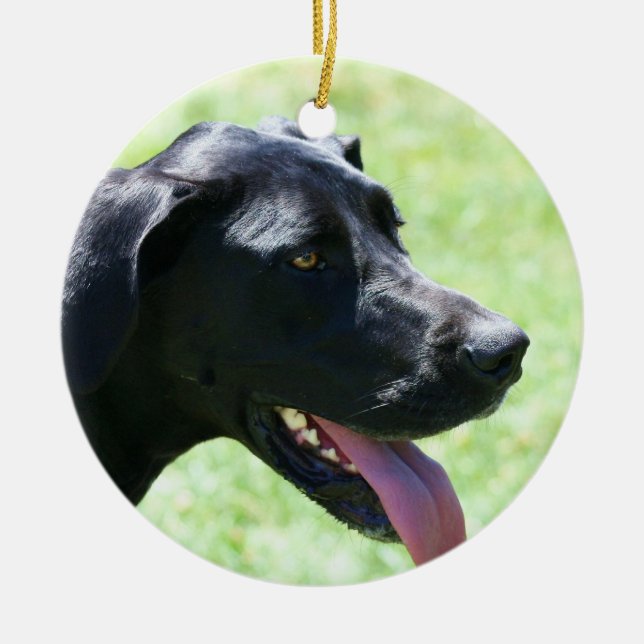 Schwarze Doggeverzierung Keramik Ornament (Vorne)