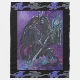 Schwarze Drachen Drache-Königin-König-Dame blaues Fleecedecke