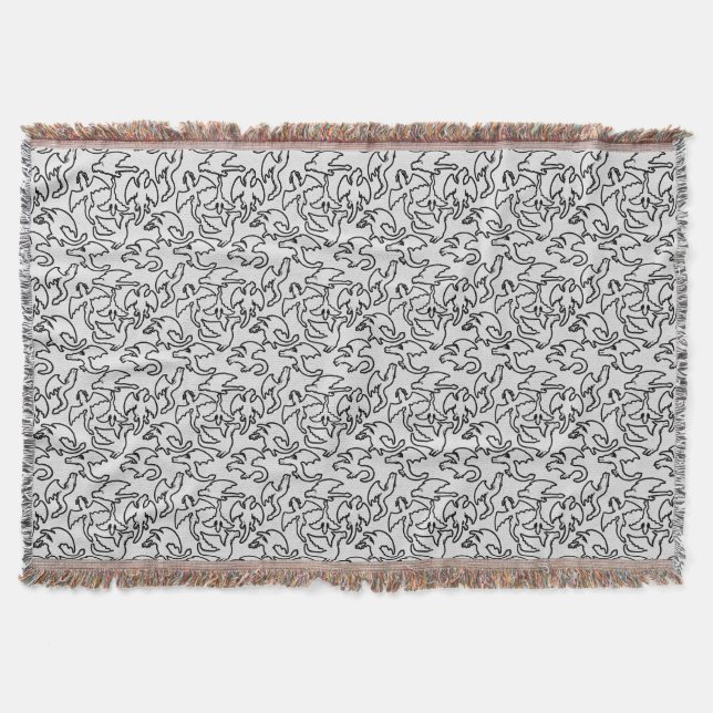 Schwarze Drachen Muster Kontur.b L Gray BG Decke (Vorderseite)