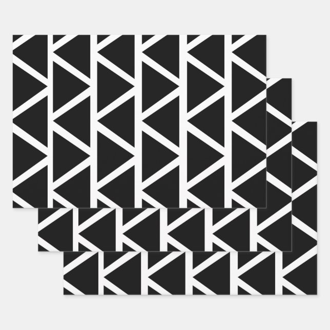 Schwarze Dreiecke Geschenkpapier Set (Set)