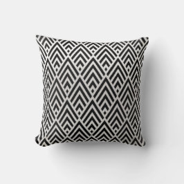 Schwarze Dreiecke Weiß Grau Art Deco Geometrie Kissen