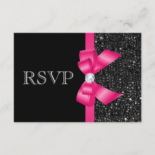 Schwarze Drucksequins und heißes Rosa-Bogen UAWG RSVP Karte