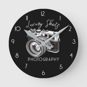 Schwarze DSLR-Kamera Fotograf Fotografie  Runde Wanduhr