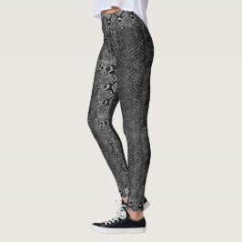 Schwarze dunkelgraue Pythonschlange Snakeskin Leggings