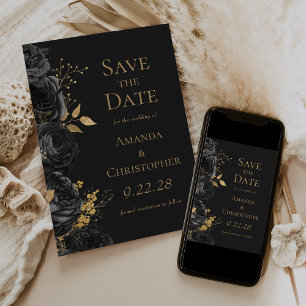 Schwarze Dunkle Blüte Save the Date Ankündigung