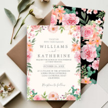 Schwarze Dusty Blush Pink & Peach Blumenzehen