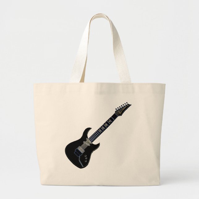 Schwarze E-Gitarre Jumbo Stoffbeutel (Vorne)