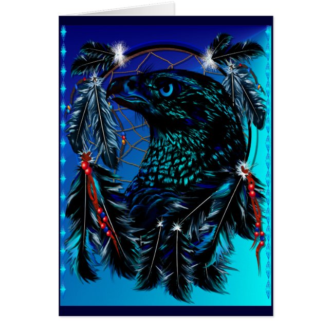 Schwarze Ealge Dreamcatcher Karte (Vorne)