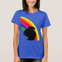 Schwarze Eichhörnchen Silhouette Farbenfrohe Regen T-Shirt