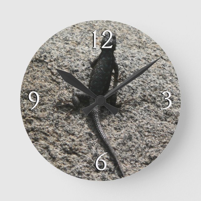 Schwarze Eidechse Runde Wanduhr (Vorderseite)