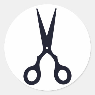 Schwarze, einfache Haarschere (Friseur/Friseur) Runder Aufkleber