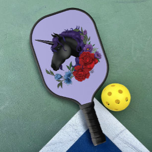 Schwarze Einhorn-Blume Lila Pickleball Schläger