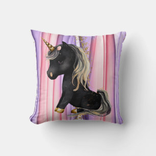 Schwarze Einhorn Rosa Ohren Kissen