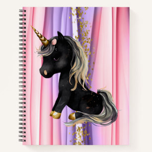 Schwarze Einhorn Rosa Ohren Notizbuch