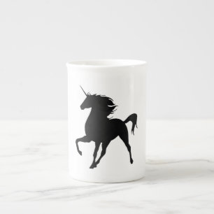 Schwarze Einhorn-Silhouette-Tasse Prozellantasse