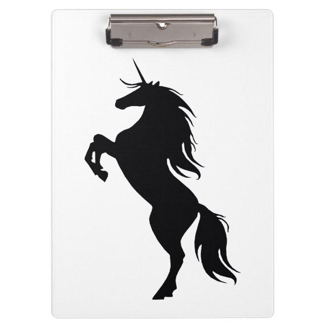 Schwarze Einhorn-Silhouette Zwischenablage Klemmbrett (Vorderseite)