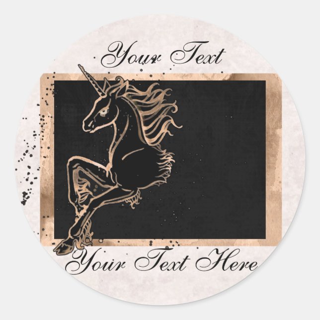 Schwarze Einhornkleber Runder Aufkleber (Vorderseite)