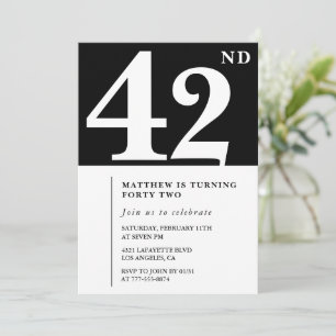 Schwarze Einladung zum 42. Geburtstag Elegant Chic