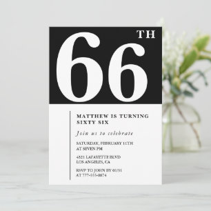 Schwarze Einladung zum 66. Geburtstag Elegant Chic