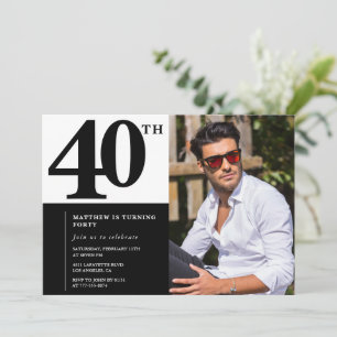 Schwarze Einladungen zum 40. Geburtstag Eleganter 