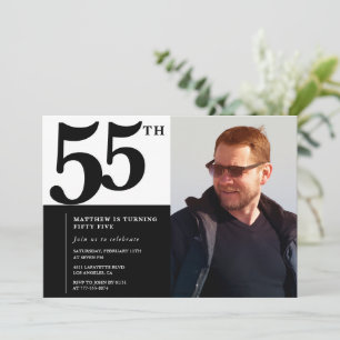Schwarze Einladungen zum 55. Geburtstag Elegant Ch