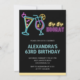 Schwarze Einladungen zum 63. Geburtstag Cocktail N