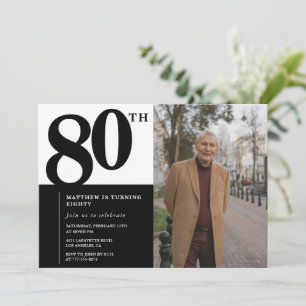 Schwarze Einladungen zum 80. Geburtstag Elegant Ch