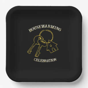 Schwarze Einweihungs-Papierplatten mit Gold Pappteller