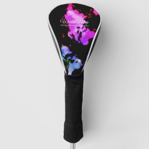 Schwarze einzigartige Weltkarten Reise Globus Reis Golf Headcover