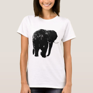 Schwarze Elefant-Silhouette T-Shirt