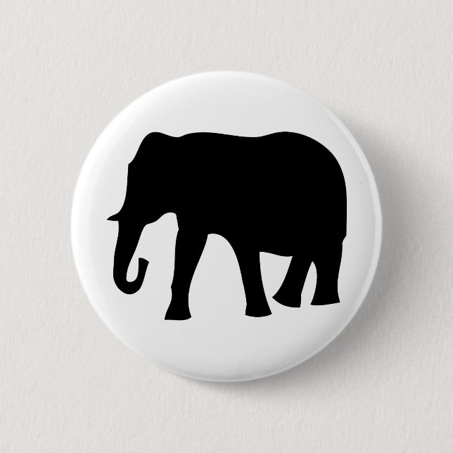 schwarze Elefantikone Button (Vorderseite)