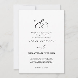 Schwarze Elegant Script Ampersand Typografie Forma Einladung