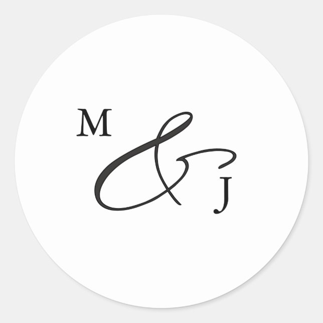 Schwarze Elegant Script Ampersand Typografie Runder Aufkleber (Vorderseite)