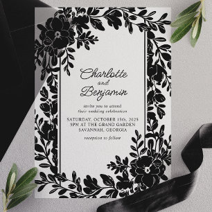 Schwarze elegante Blumenrandrahmen-Hochzeit