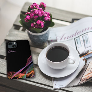 Schwarze elegante farbenfrohe wellige  Case-Mate iPhone hülle