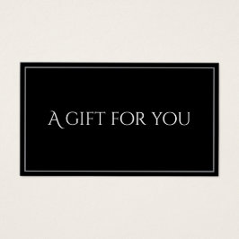 Schwarze elegante Geschenkgutschein-Karte für Unte