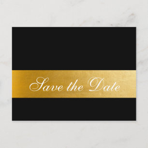 Schwarze elegante Hochzeitspostkarte 'Save the Dat Ankündigungspostkarte