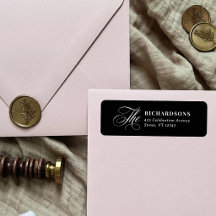 Schwarze elegante Kalligrafie-Hochzeits-Rücksendea