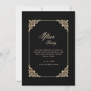 Schwarze Elegante Klassische Rahmen Schrift Iftar- Einladung