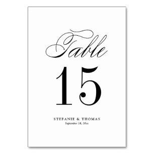 Schwarze elegante klassische Schrift Hochzeit Tischnummer