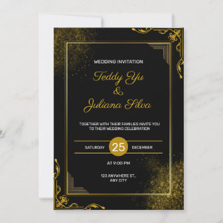 Schwarze elegante moderne Hochzeitseinladung in Go Einladung