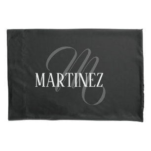 Schwarze Elegante Personalisierte Nachname   Name Kissenbezug