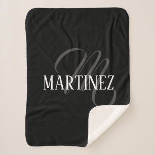 Schwarze Elegante Personalisierte Nachname   Name Sherpadecke