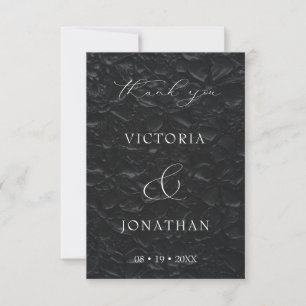 Schwarze elegante Schrift Foto-Hochzeit Dankeskarte